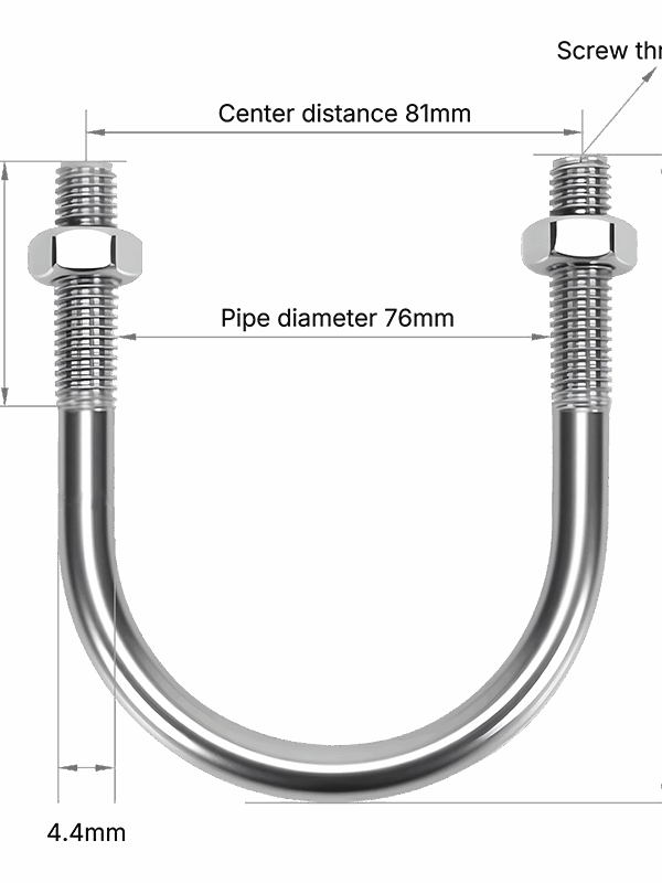 304 Stainless Steel U-Bolt Pipe Clamp (M5*76)