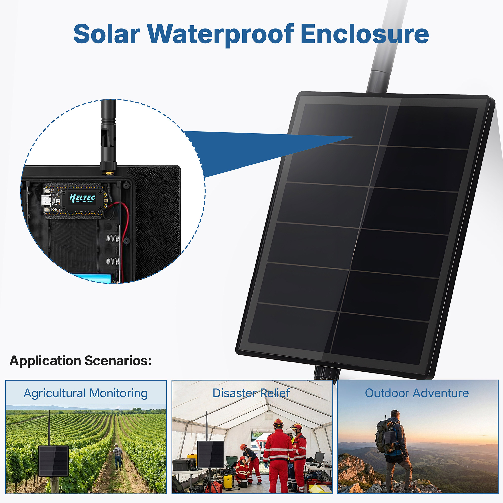 Solar Kit for Dev-board, Waterproof Enclosure for Outdoor Meshtastic/MeshCore